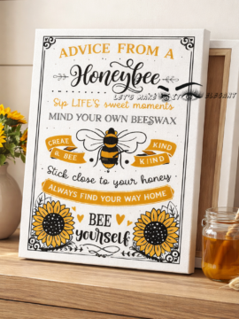 “Advice from a Honeybee” Inspirational Canvas Wall Art