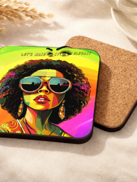 Retro Rainbow Afro Cork-Back Coaster