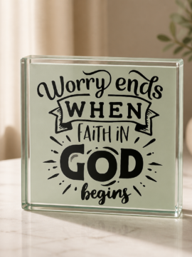 “Worry Ends When Faith Begins” Inspirational - Desktop Décor
