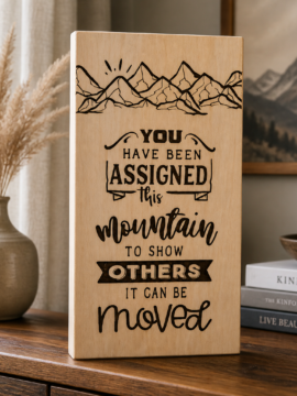 “Assigned This Mountain” Inspirational Wooden Wall Sign